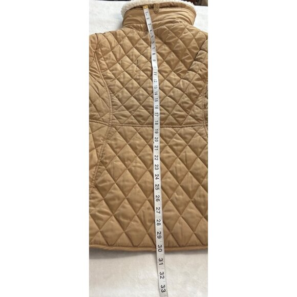 Michael Kors Tan Quilted Jacket W/ Sherpa Collar Zip Closure Womens Size M - Picture 14 of 16